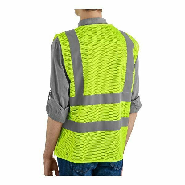 Lavex Class 2 Lime High Visibility 5-Point Breakaway Safety Vest with Hook & Loop Closure - 2X 486LILMBA22X